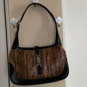 Gucci Snake skin Black trim silver tone hardware